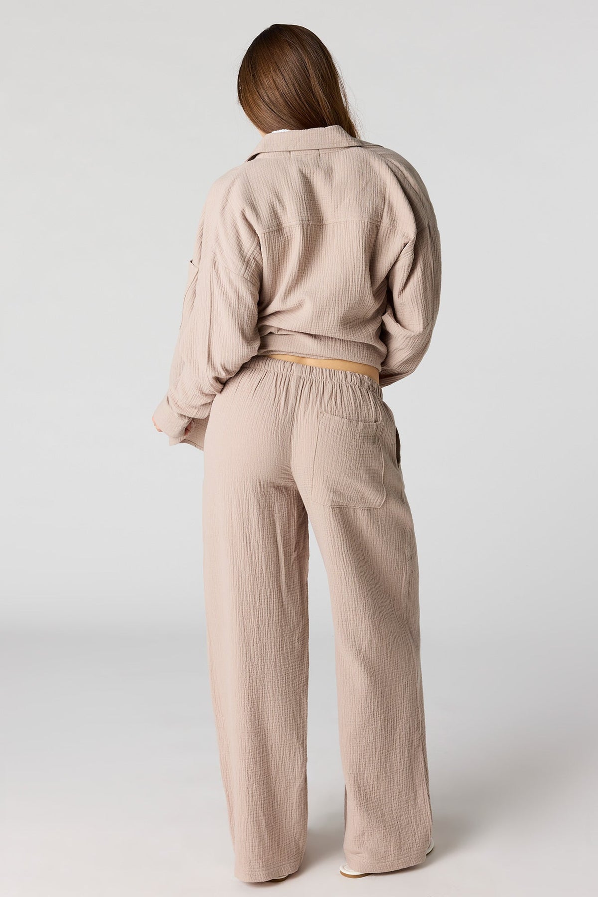Textured Flowy Wide Leg Pant