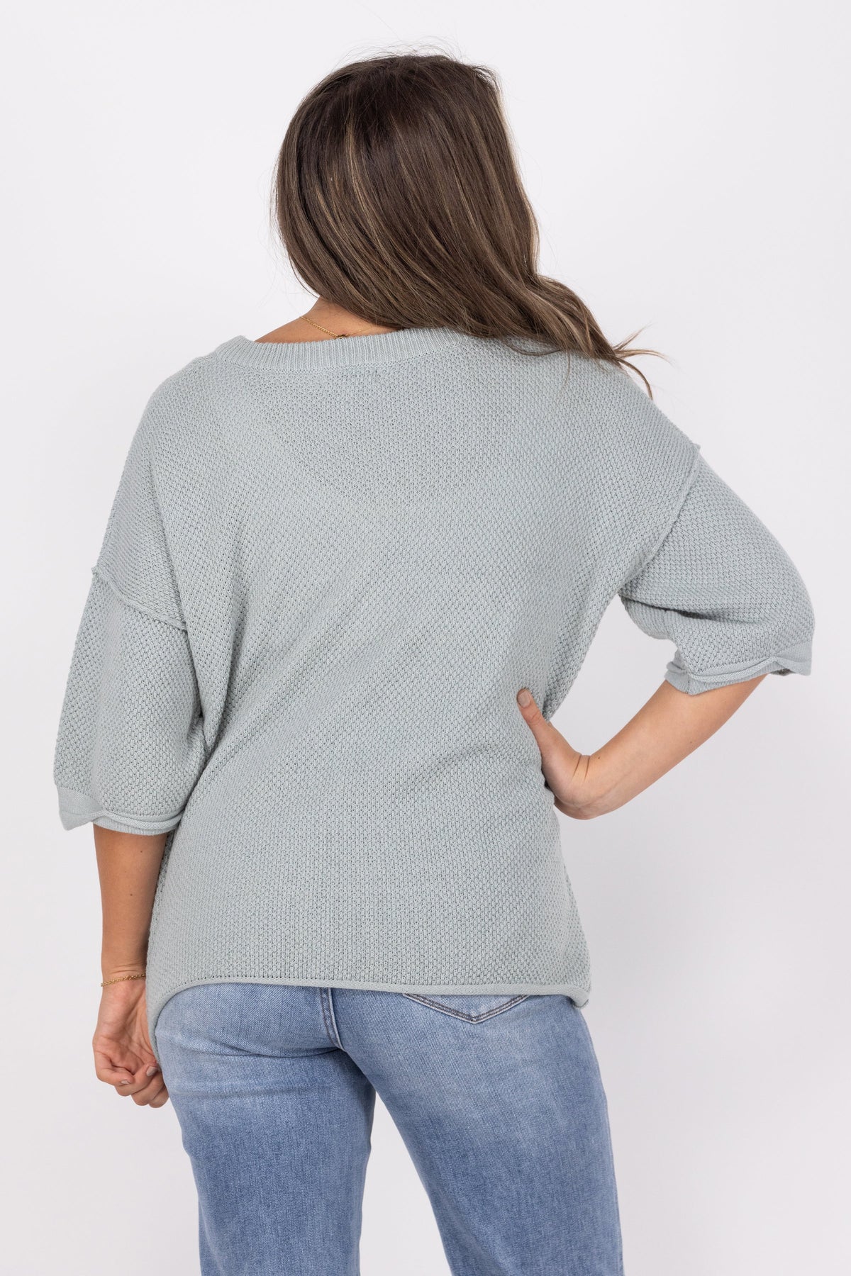 Nobody Is Around Women's Textured 1/2 Sleeve Top