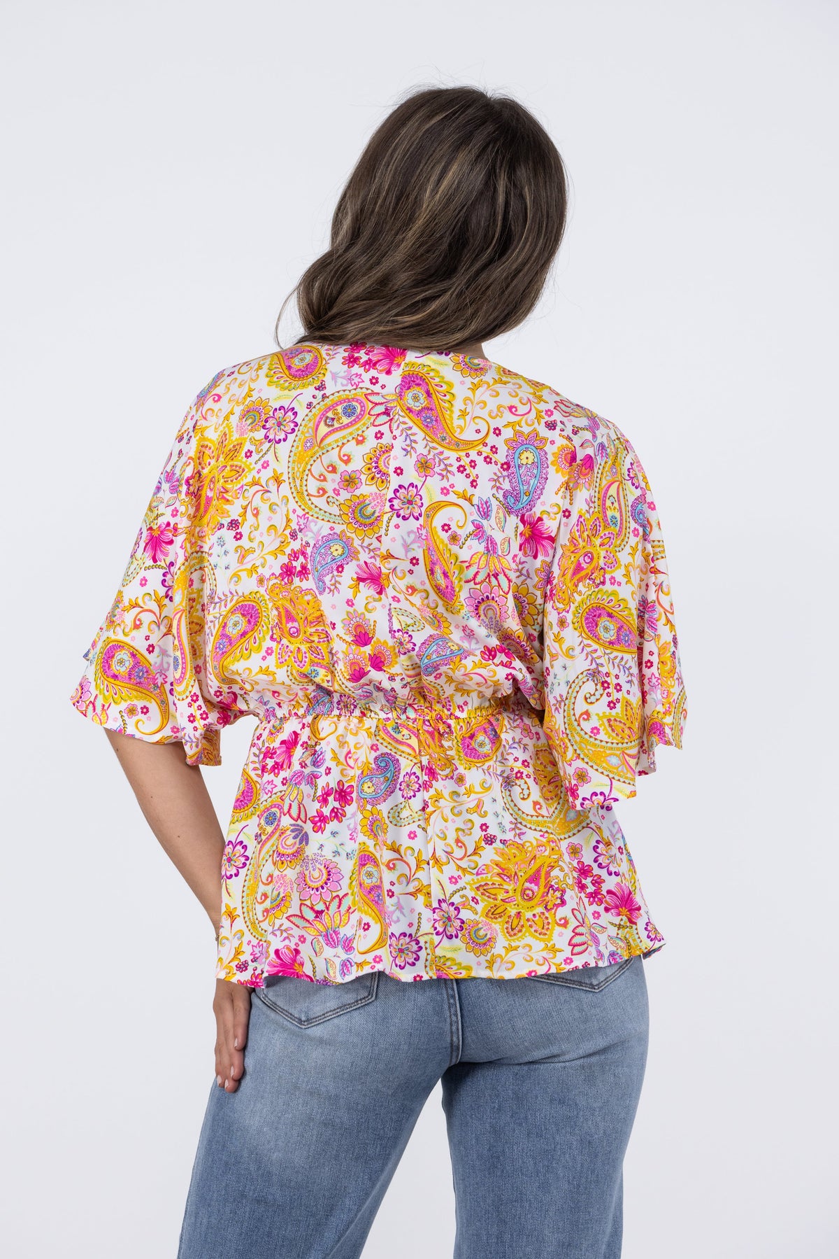 Making Dreams Come True Women's Paisley Dolman Sleeve Top