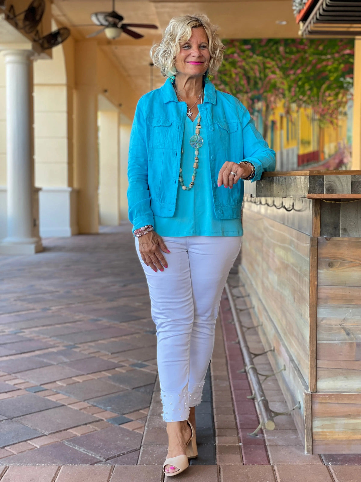 LULU B AQUA LINEN JACKET