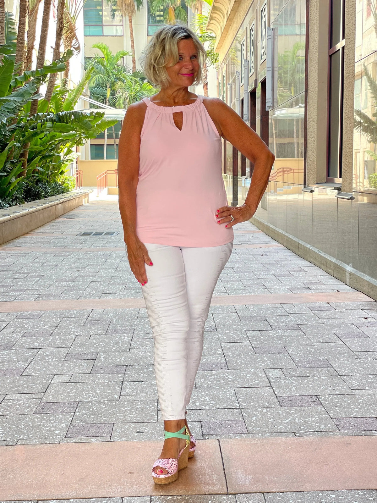 FROSTED PINK KEYHOLE TOP FINAL SALE