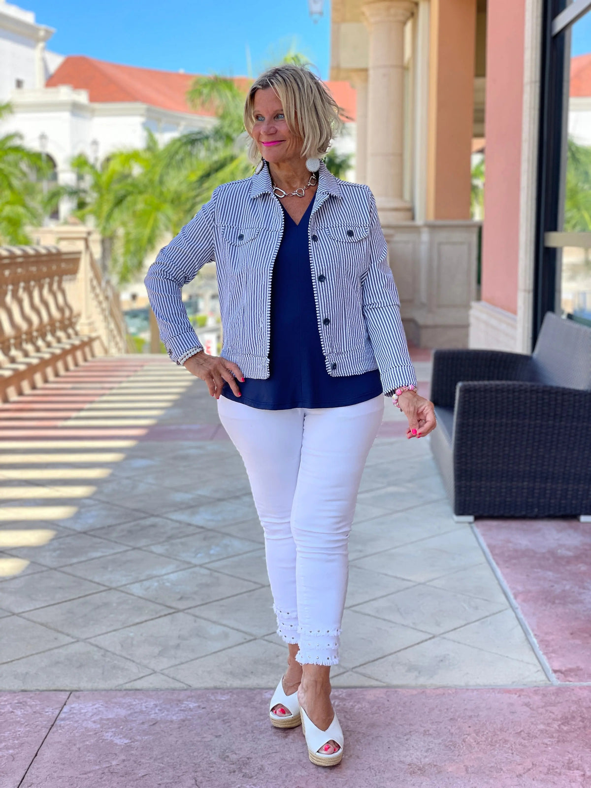 LULU B NAVY SEERSUCKER JACKET