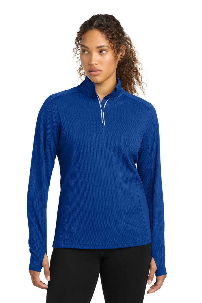 Sport-Tek® Women's Sport-Wick® Textured 1/4-Zip Pullover. LST860