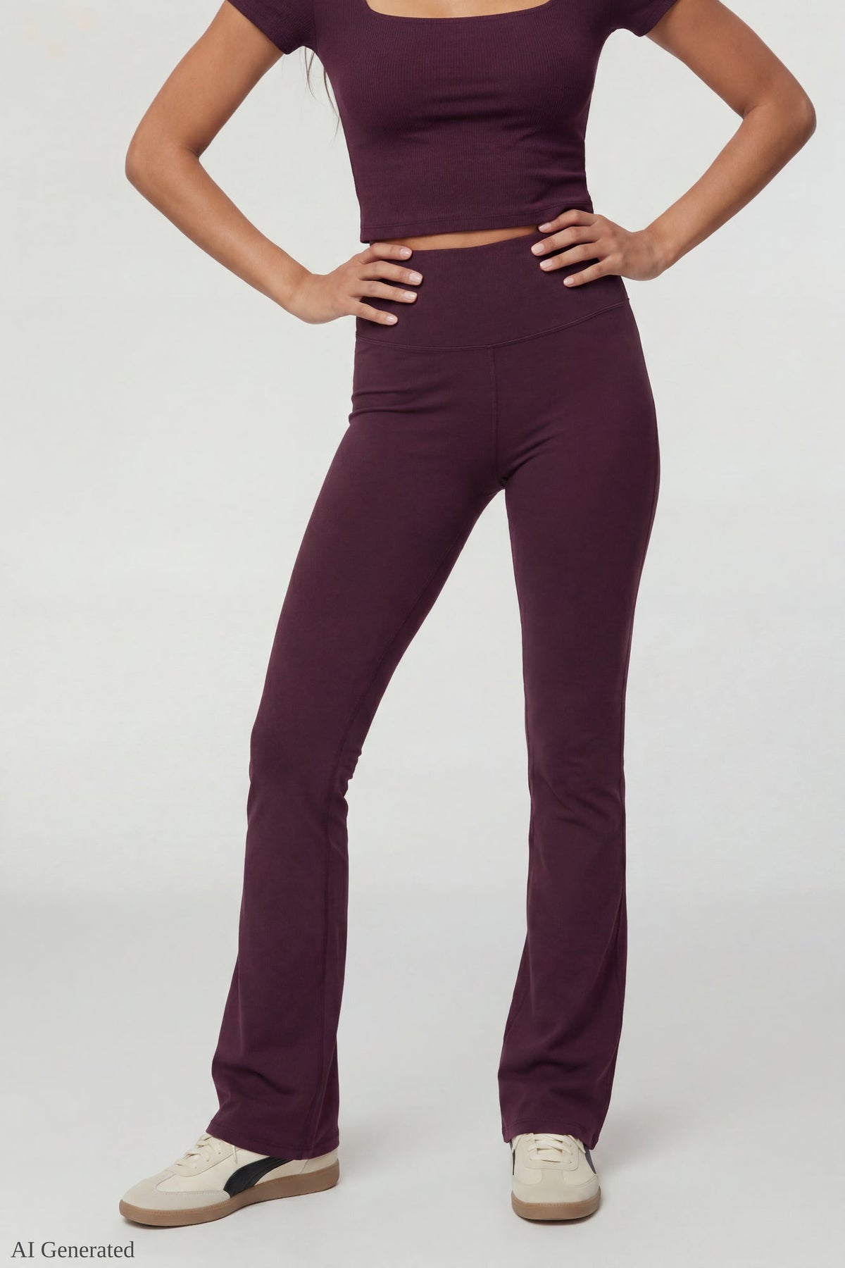 Square Neck T-Shirt & Flare Legging Set