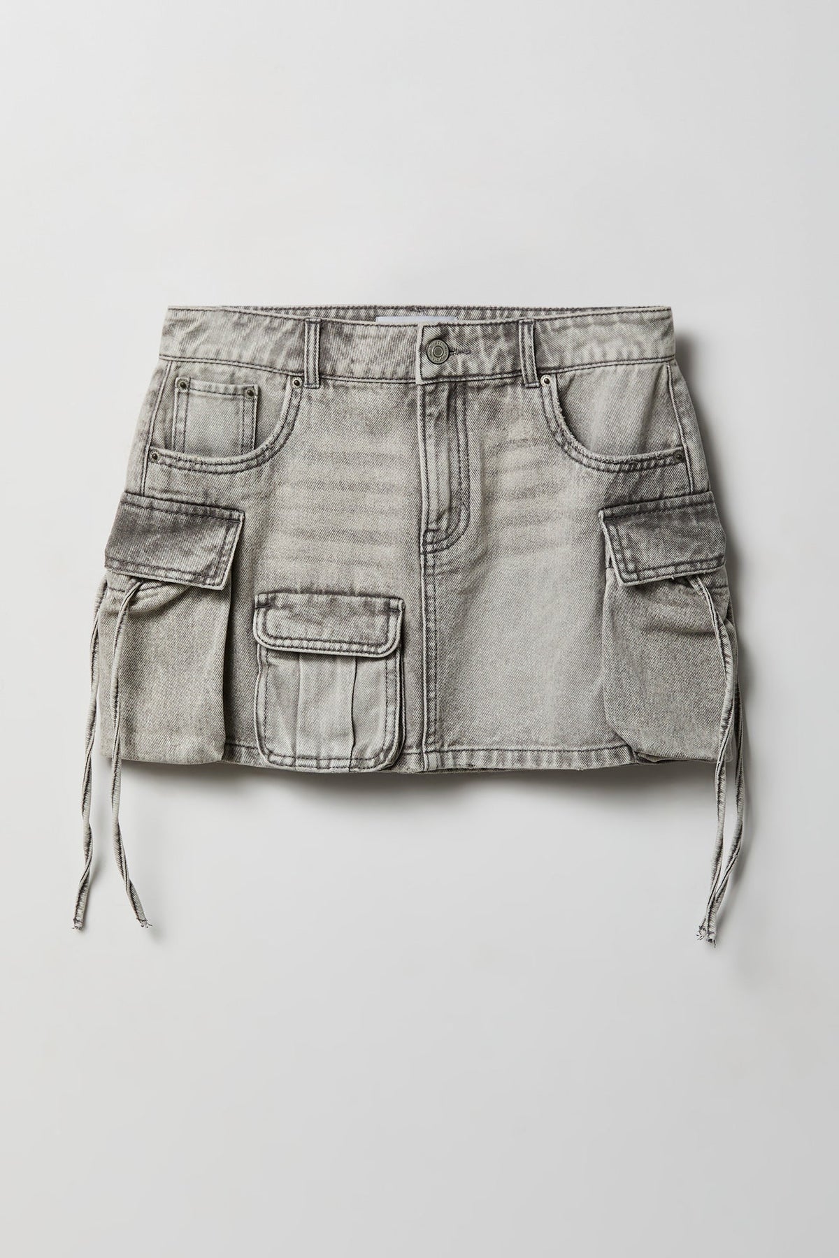 Denim Cargo Mini Skirt