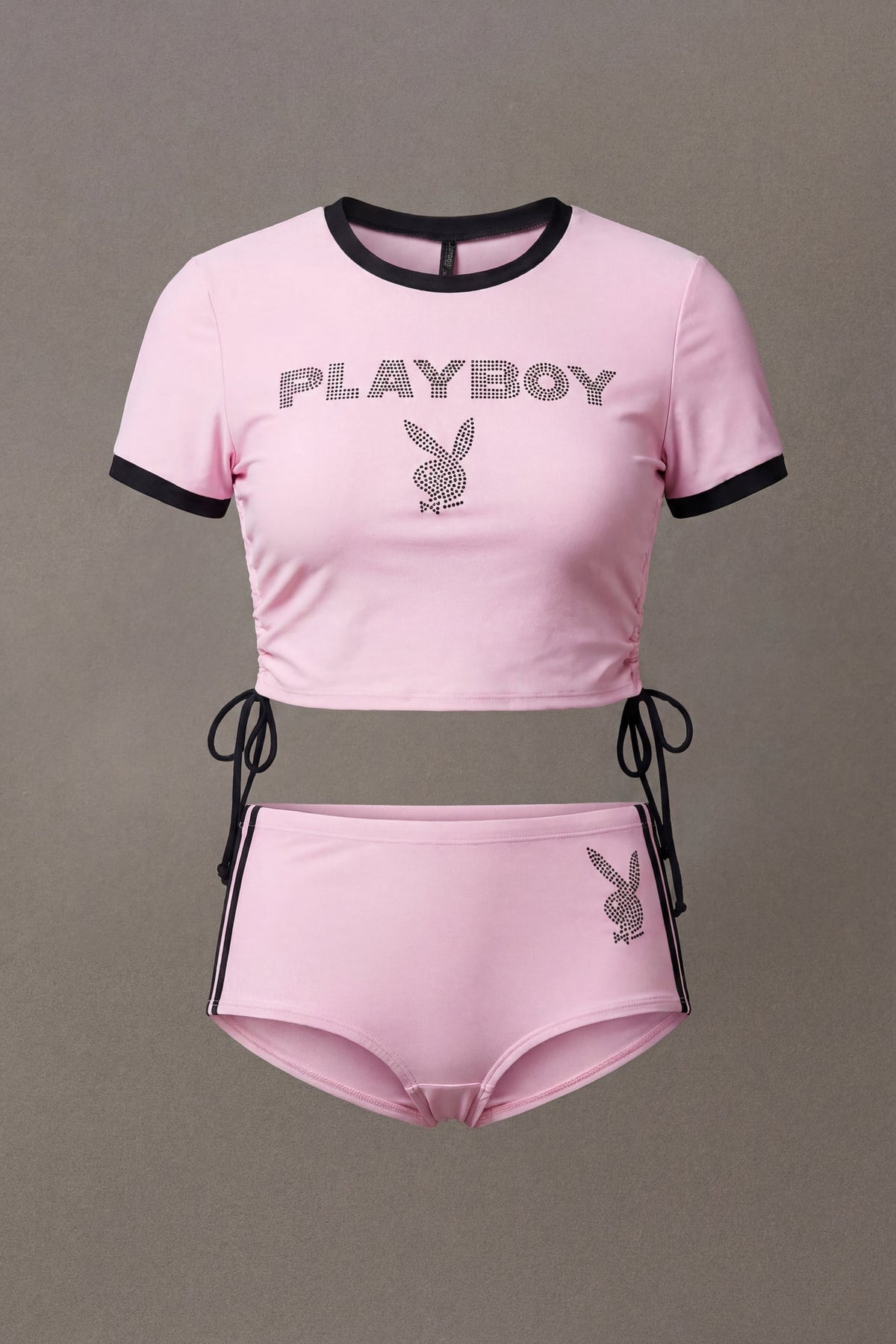 Playboy Rhinestone Ruched Swim Top