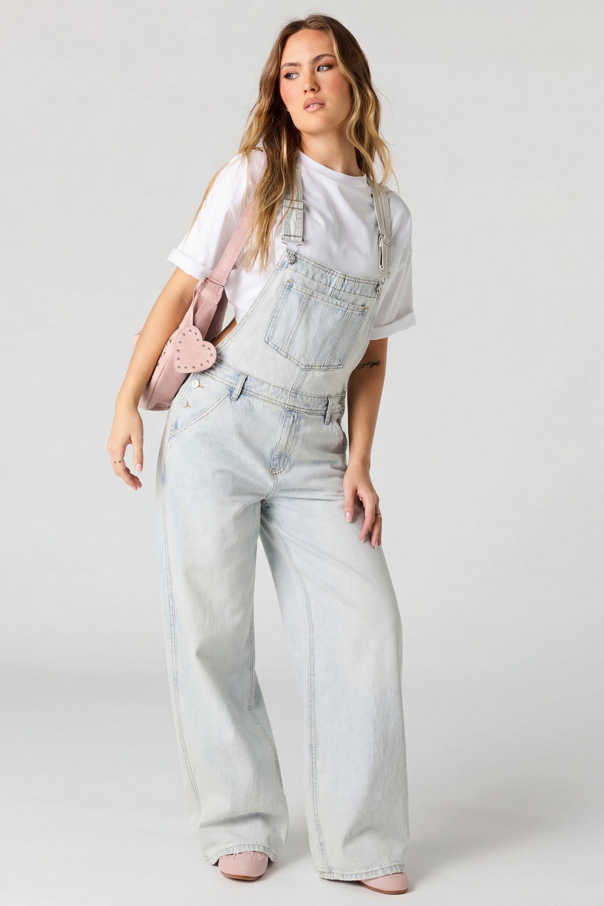 Wide Leg Denim Overalls