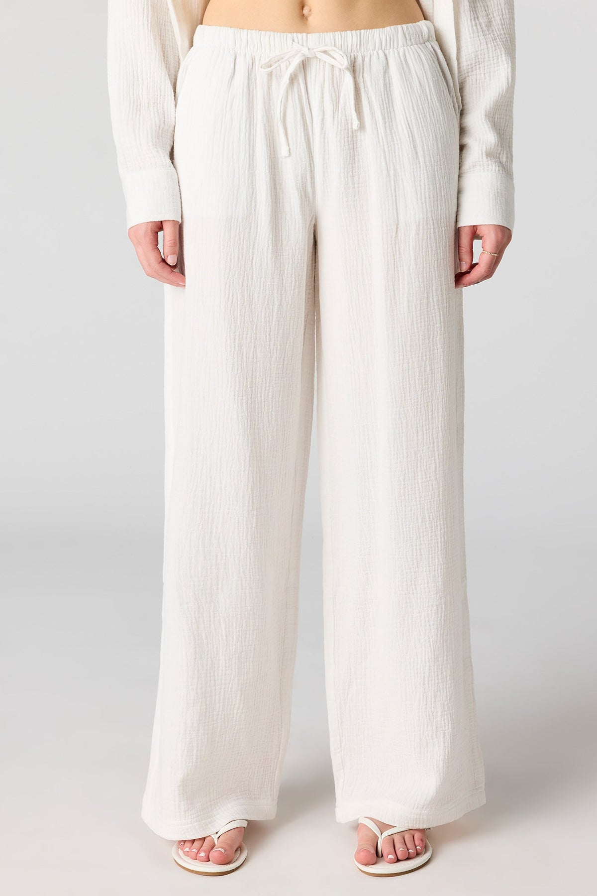 Textured Flowy Wide Leg Pant