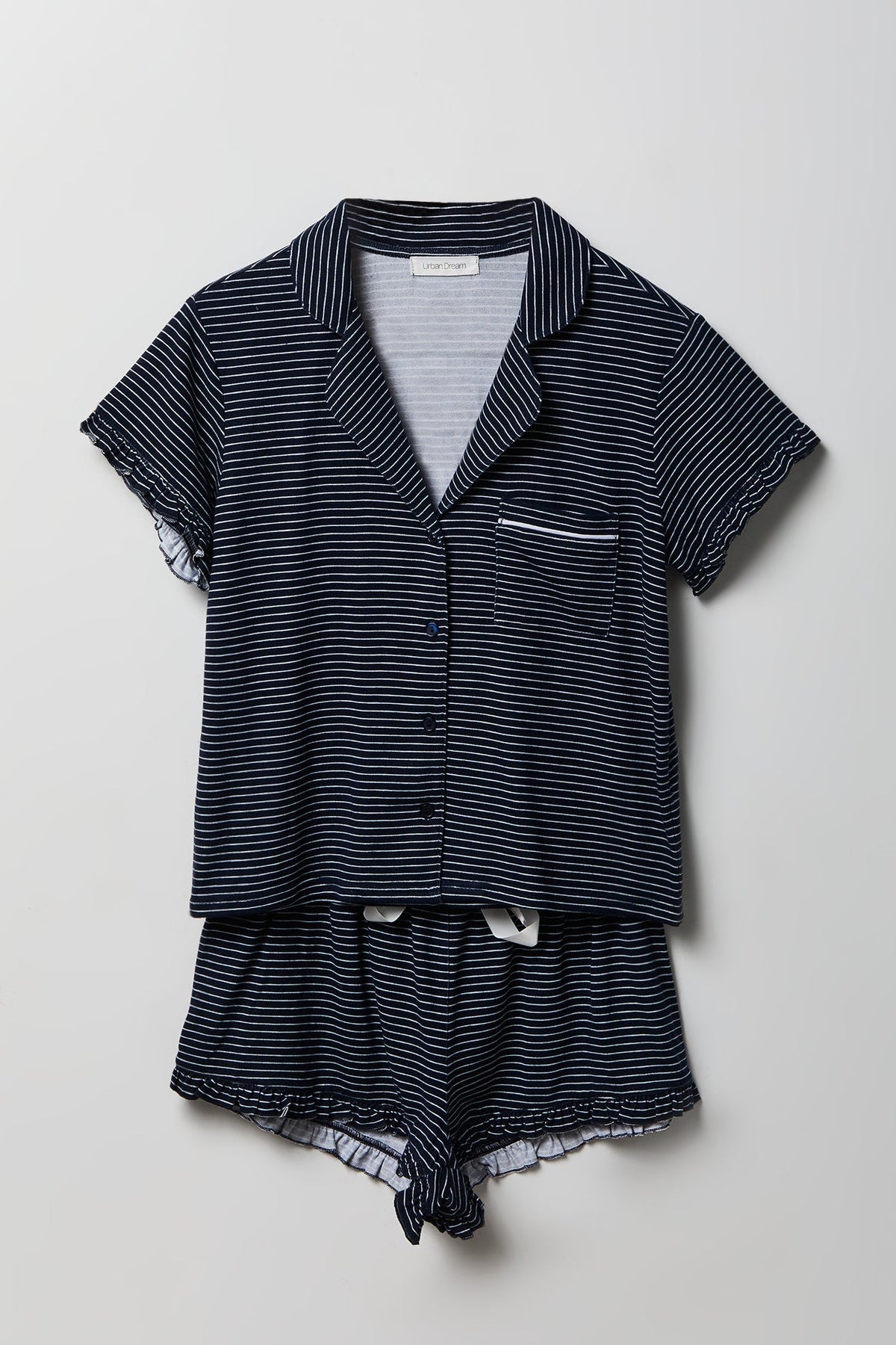 Ruffle Button-Up Top & Short Pajama Set