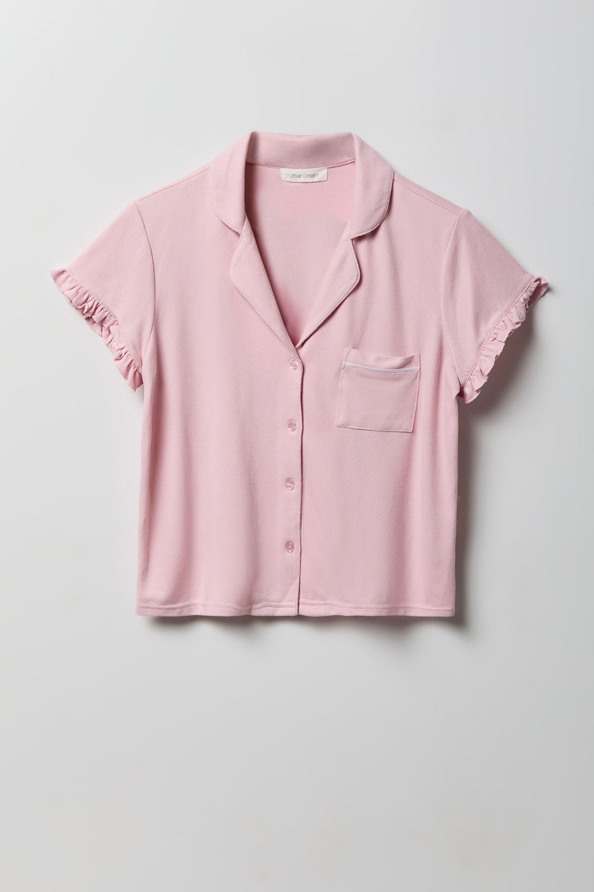 Ruffle Button-Up Top & Short Pajama Set