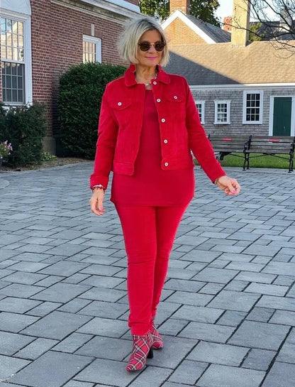 LULU-B RED VELOUR PANTS