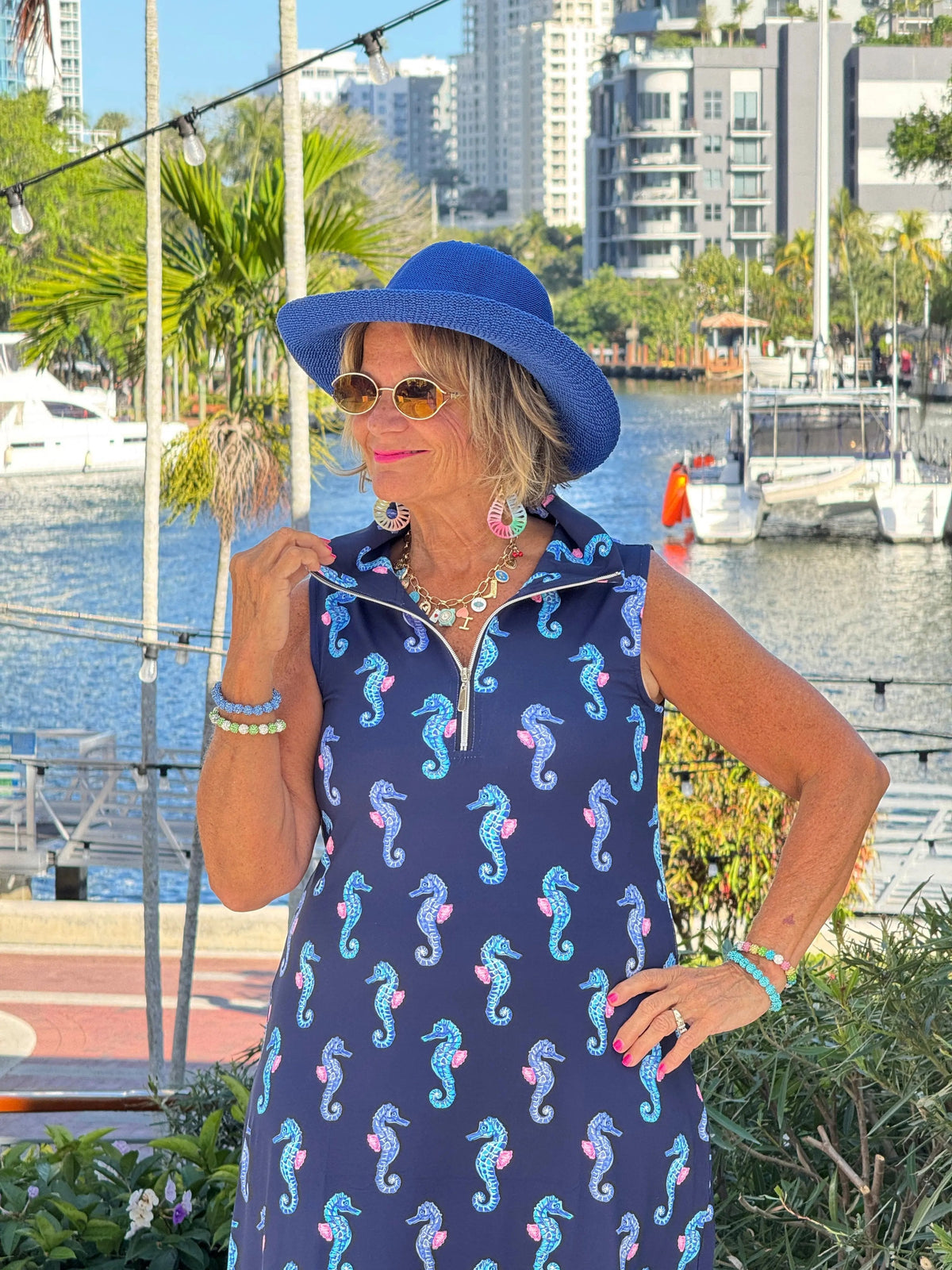 LULU B MIDNIGHT REEF ZIPPER SWING DRESS