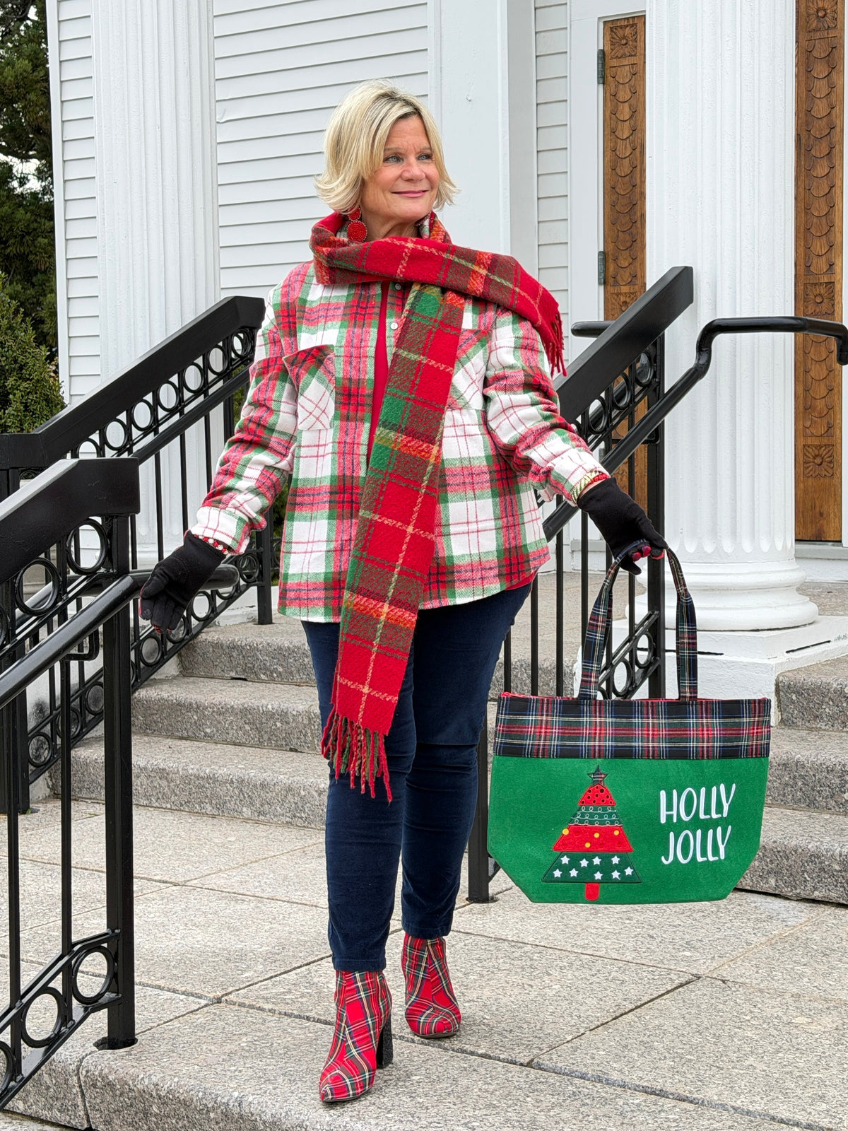 Holly Jolly Letter Christmas Tree Christmas Tote Bag
