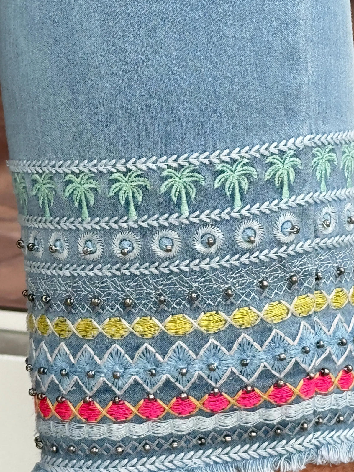 LULU-B CLEAR DENIM PALM TREE JEAN