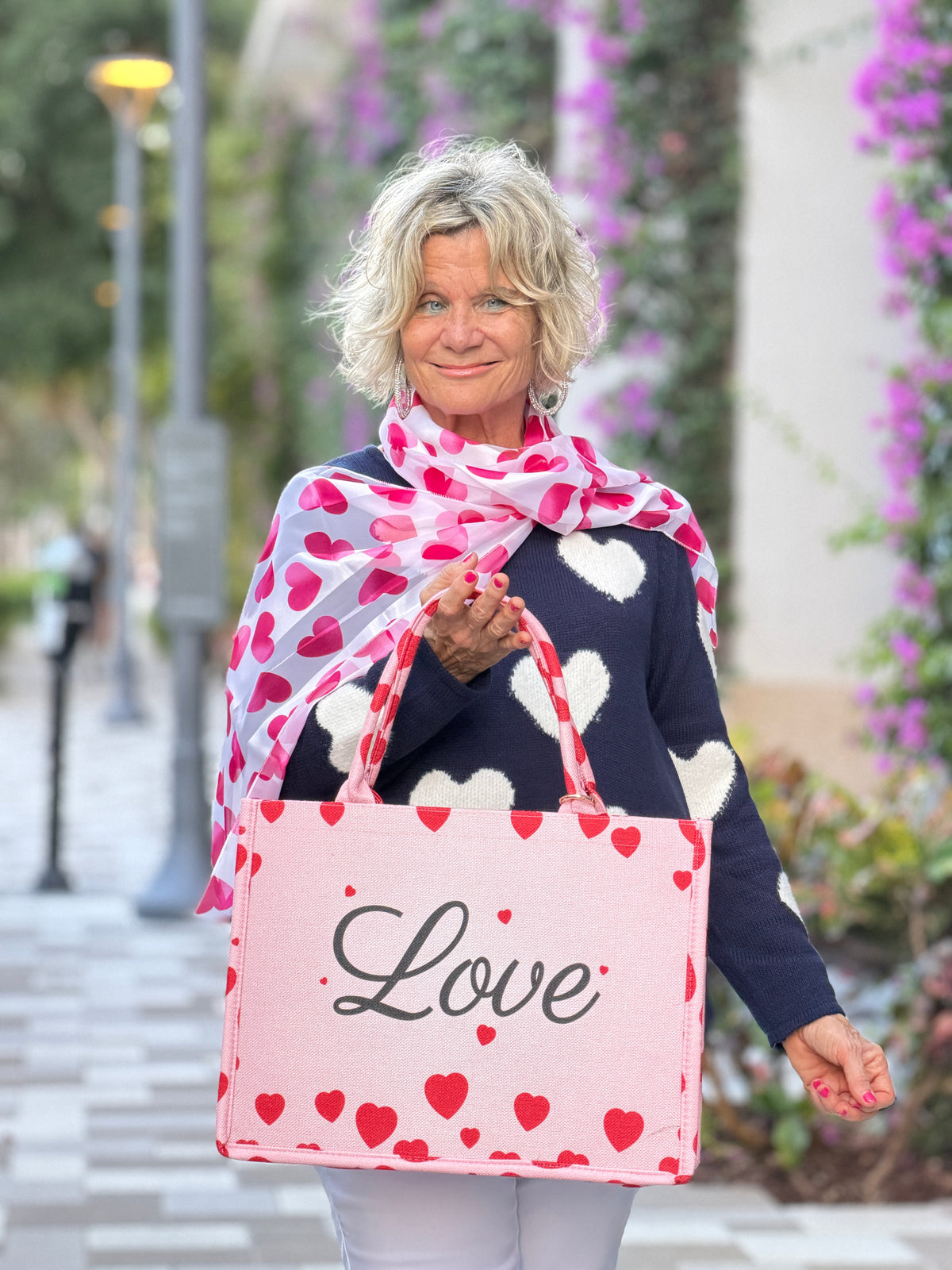 LOVE Message Heart Printed Tote Bag