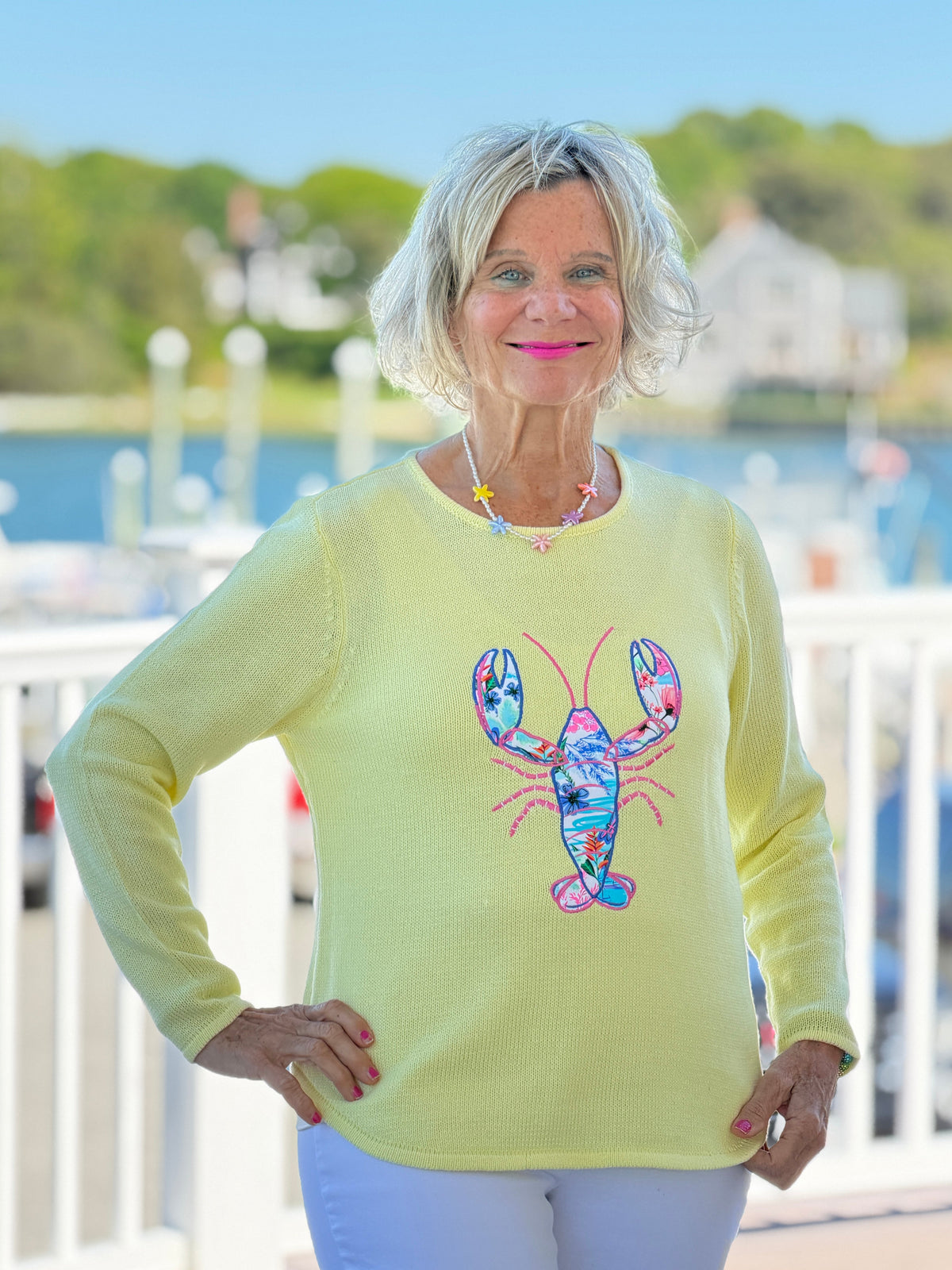 BEACH CLUB YELLOW LOBSTER SWEATER