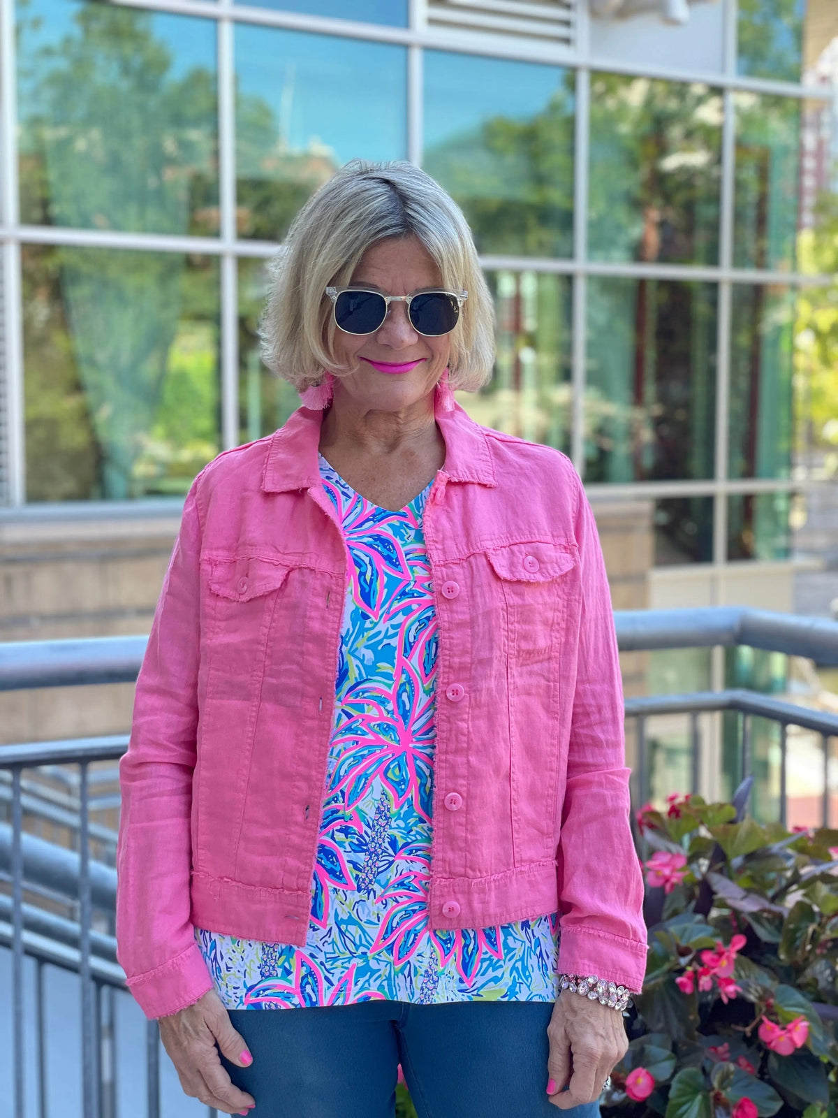LULU B FLAMINGO PINK LINEN JACKET