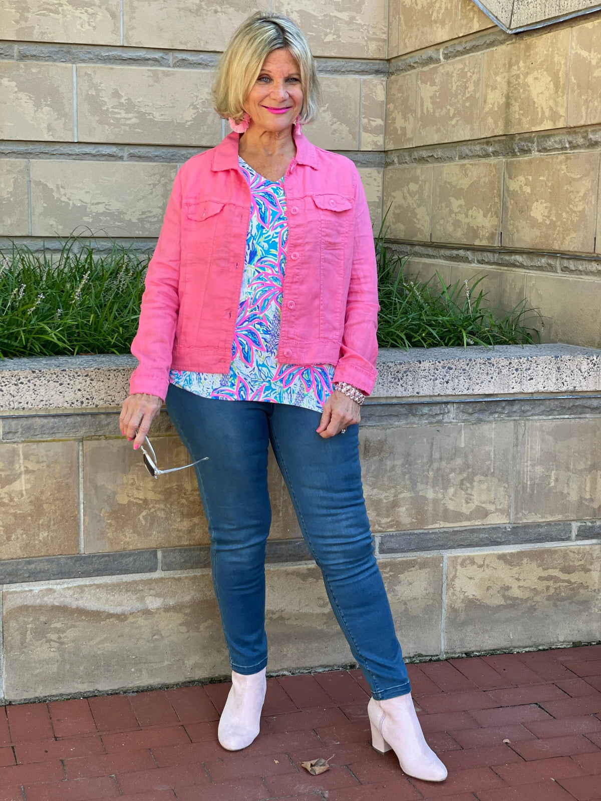 LULU B FLAMINGO PINK LINEN JACKET