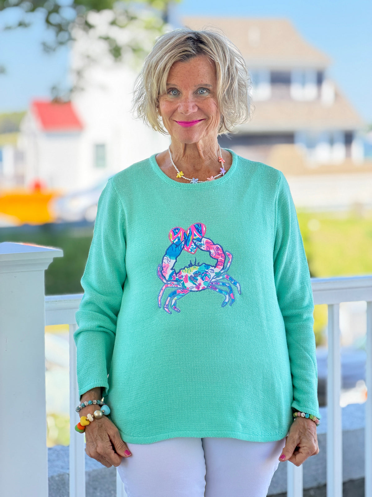 BEACH CLUB SEAFOAM CRAB SWEATER