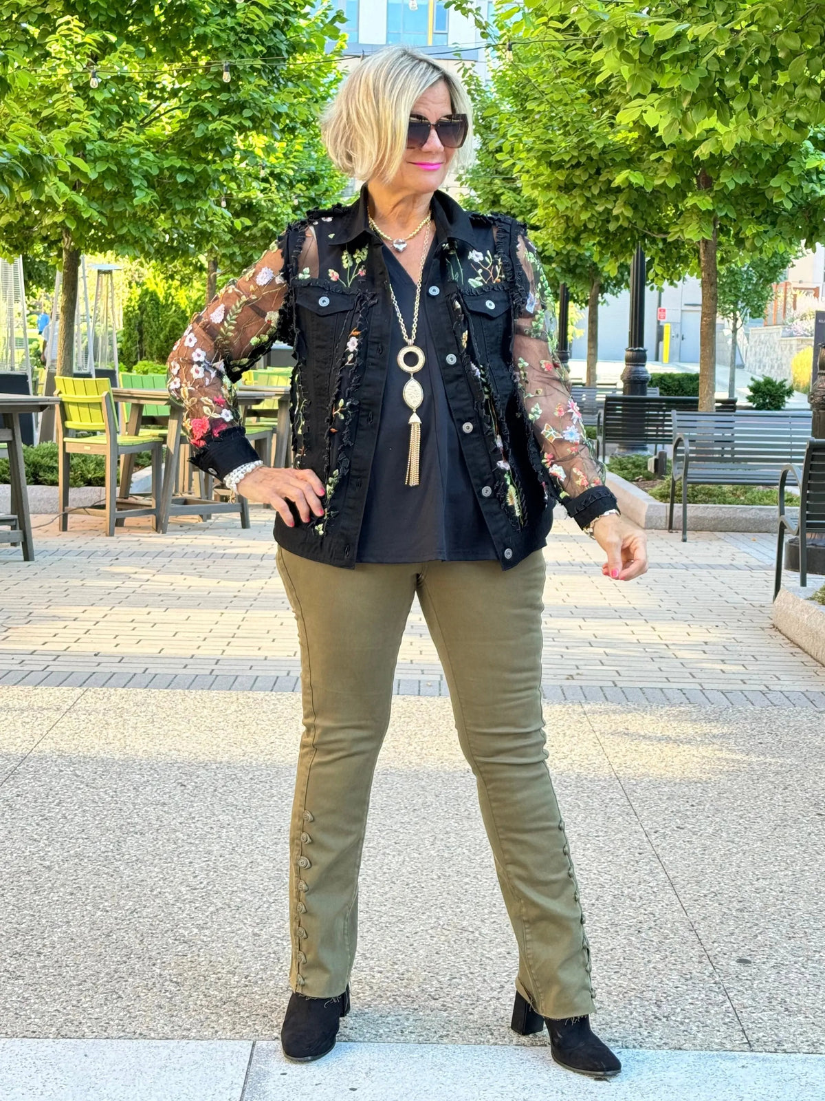 Ethyl The Long  Olive Lean Flair Jean - Elevated