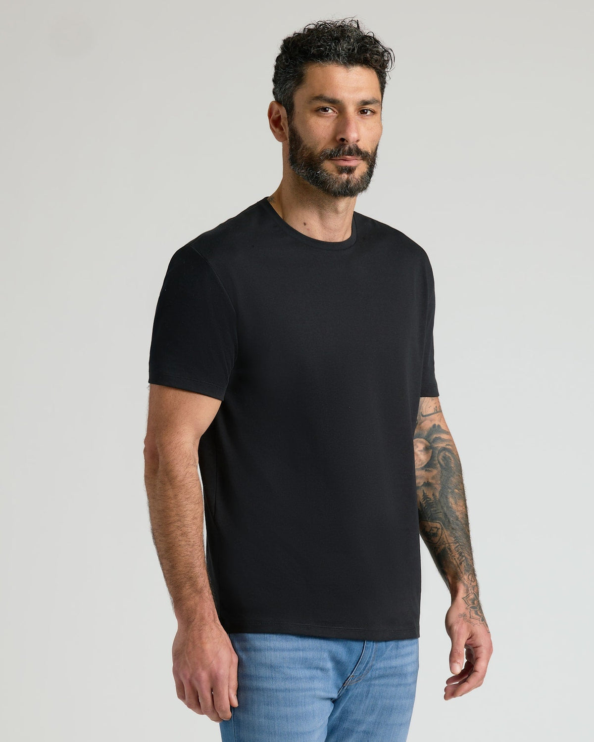 Black & White Pima Cotton Blend Crew 4-Pack