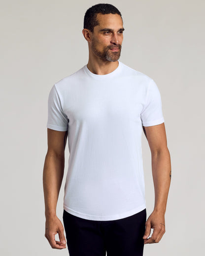 All White Curved Hem Classic Crew Neck 10-Pack