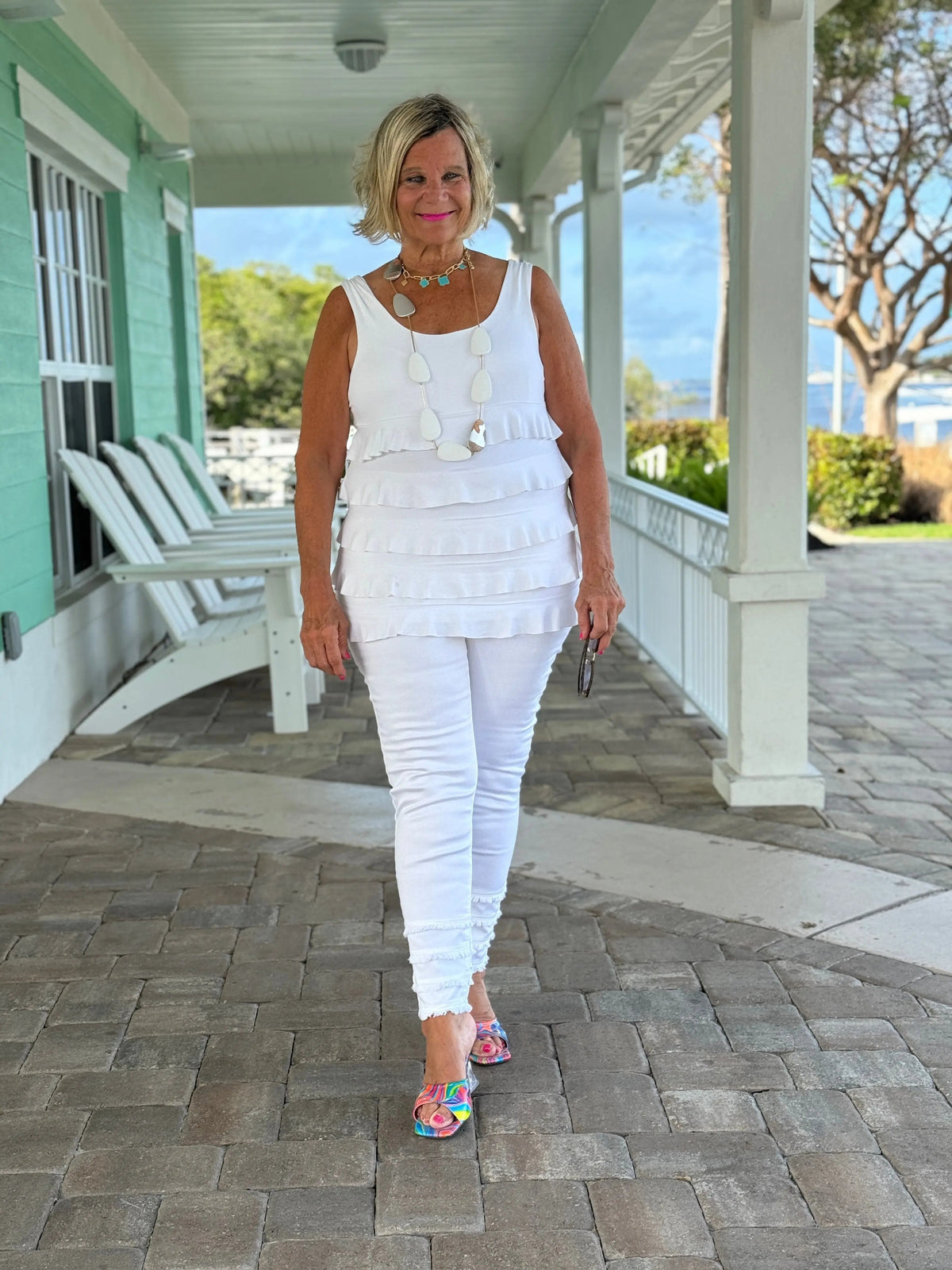 LULU-B SOUTH BEACH WHITE ANKLE JEAN