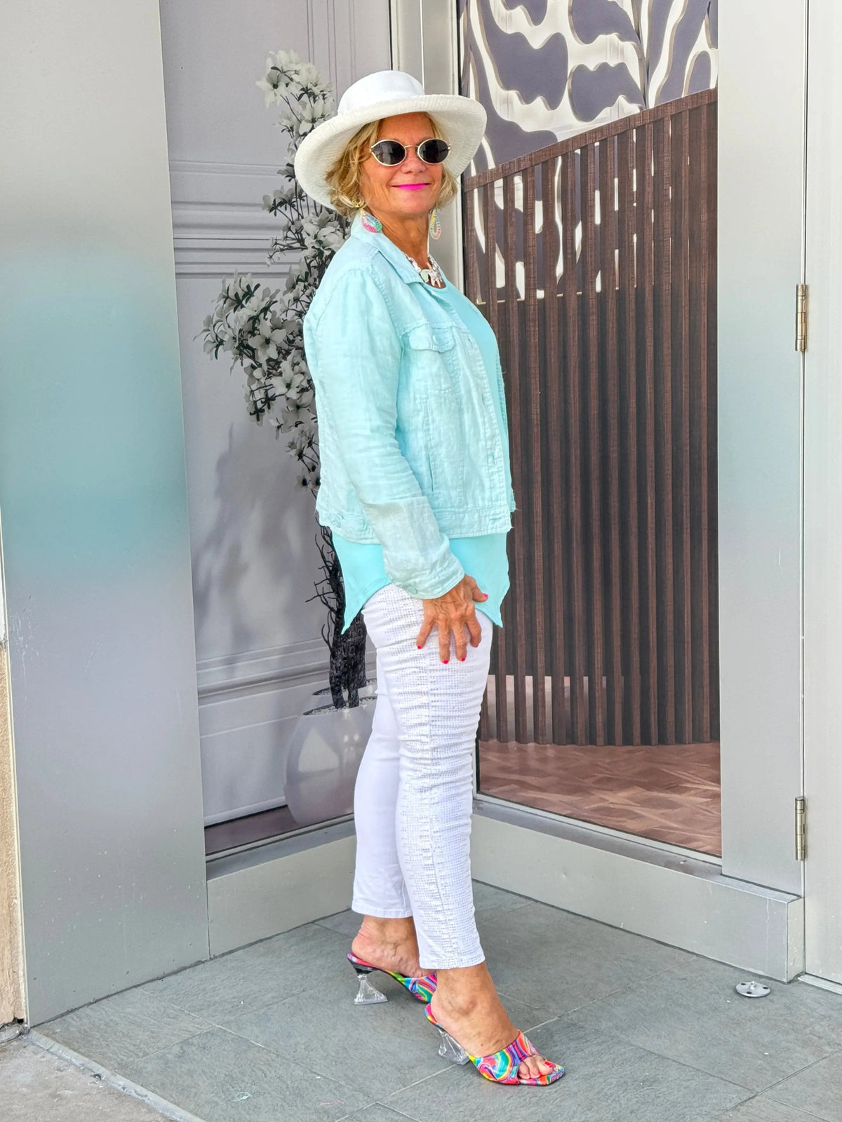 LULU B SEA FOAM LINEN JACKET