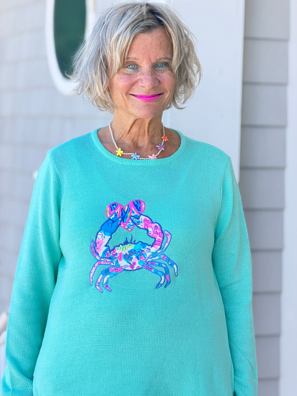 BEACH CLUB SEAFOAM CRAB SWEATER