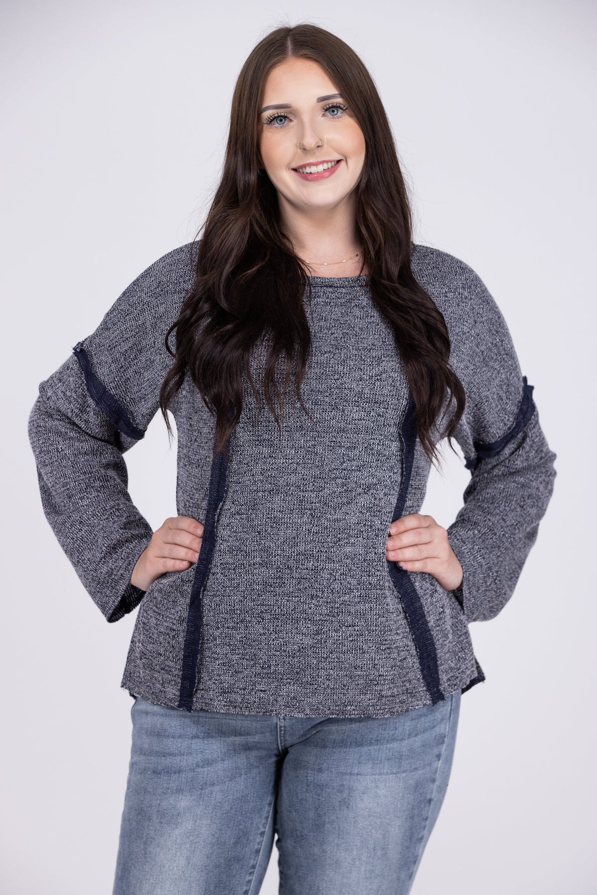 Night Goes On Women's Distressed Waffle Knit Long Sleeve Top