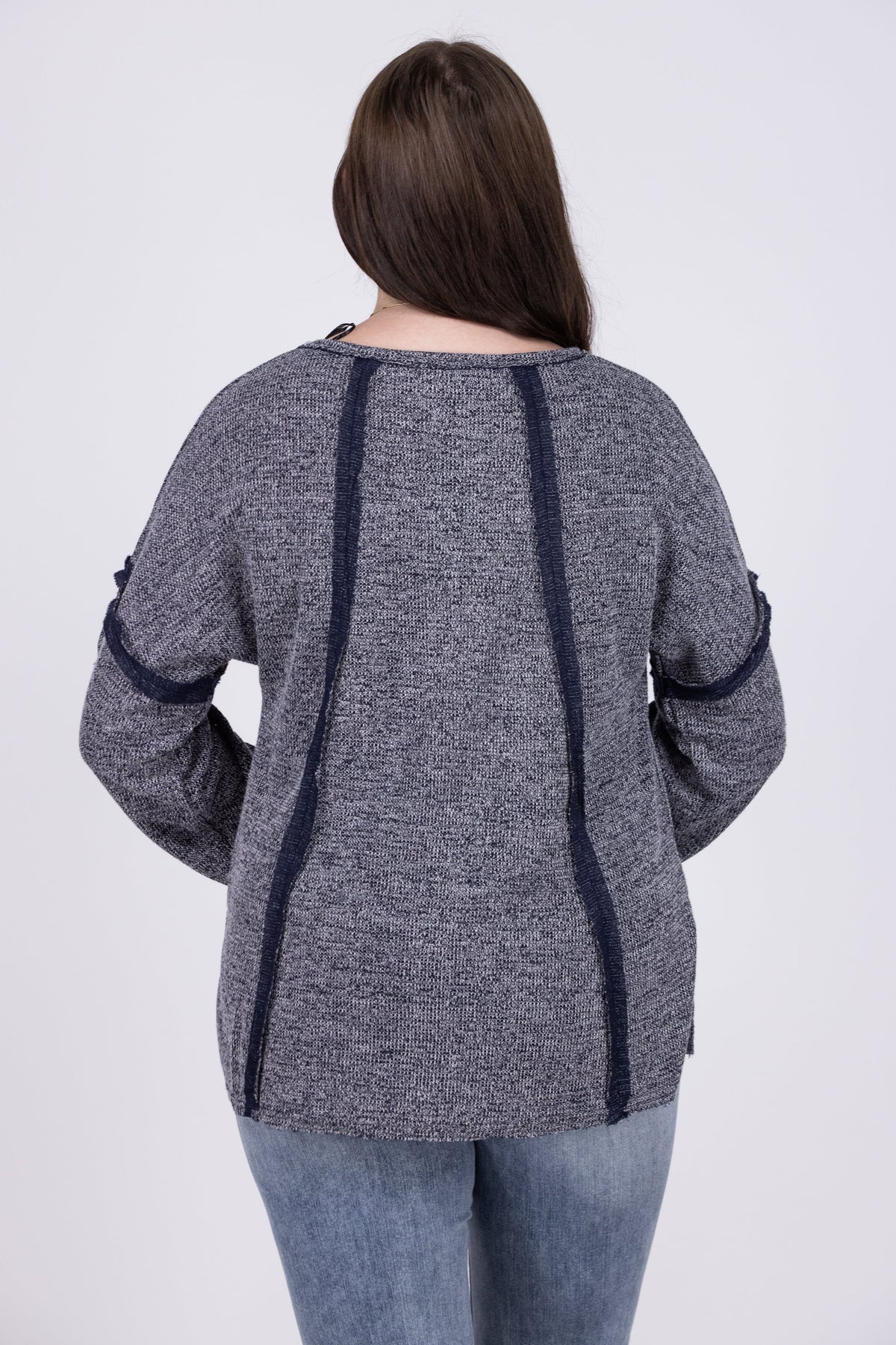 Night Goes On Women's Distressed Waffle Knit Long Sleeve Top