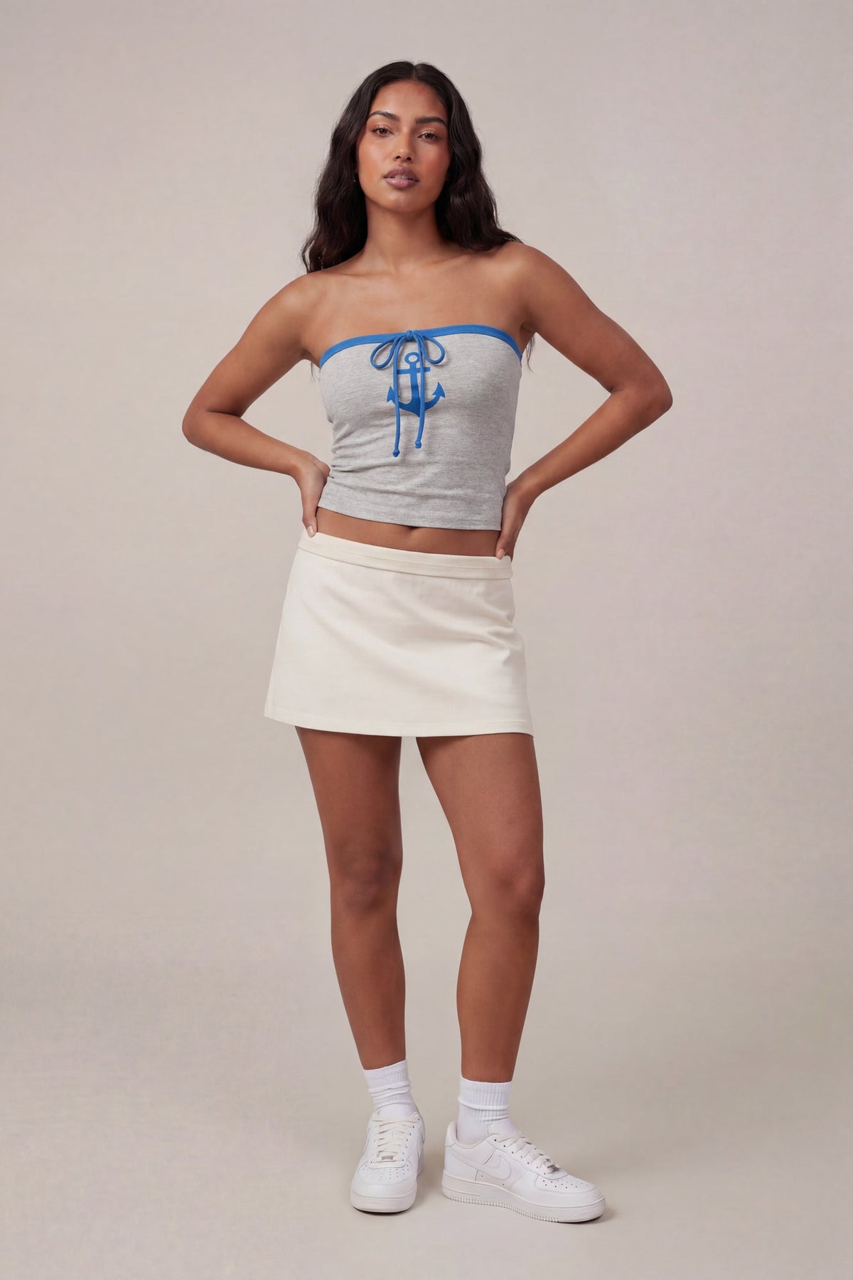 Graphic Drawstring Tube Top
