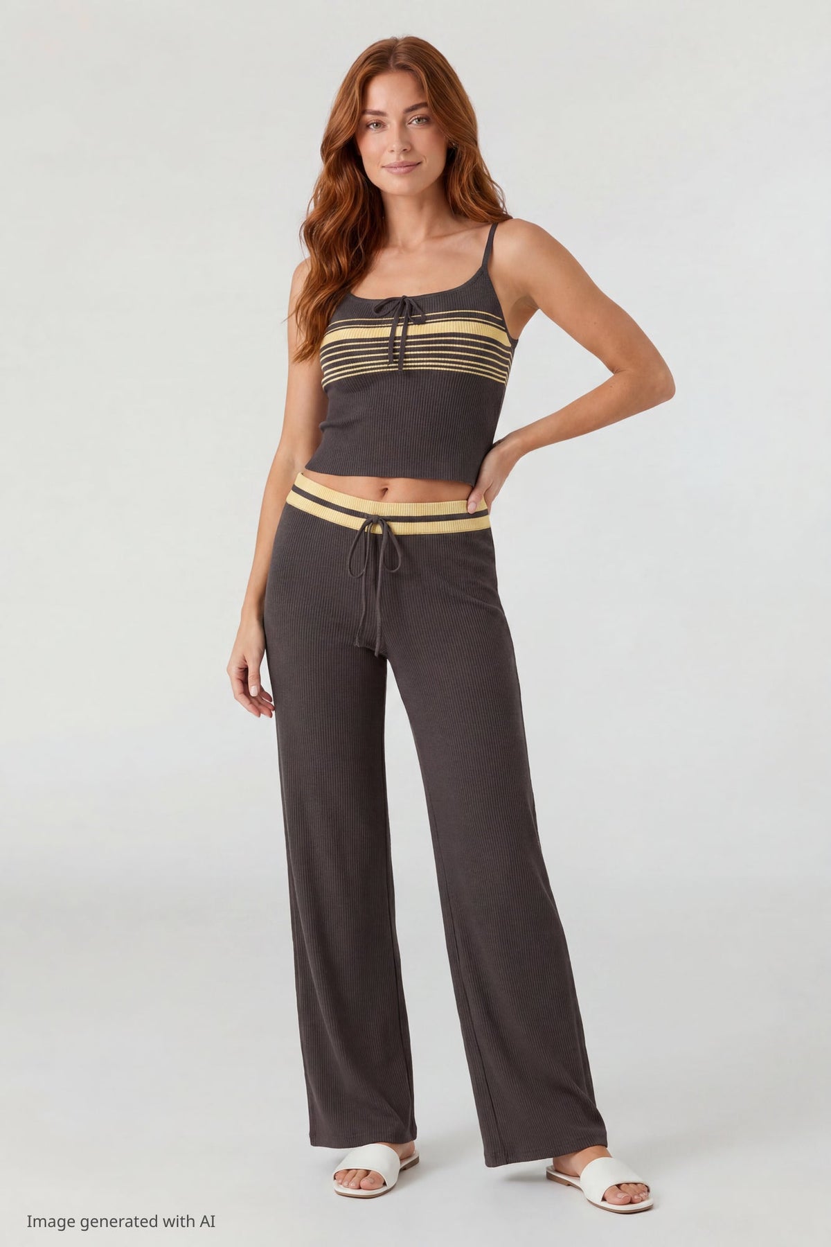 Striped Waist Wide Leg Pant