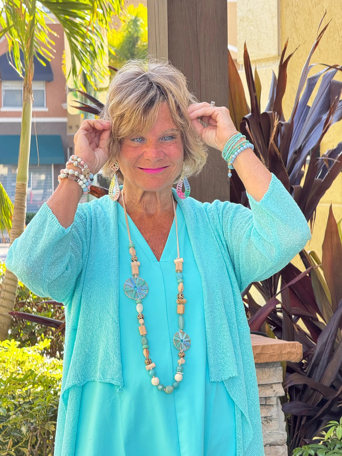AQUA MESH RUFFLE WRAP