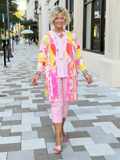 ETHYL PINK WATERCOLOR CARDIGAN