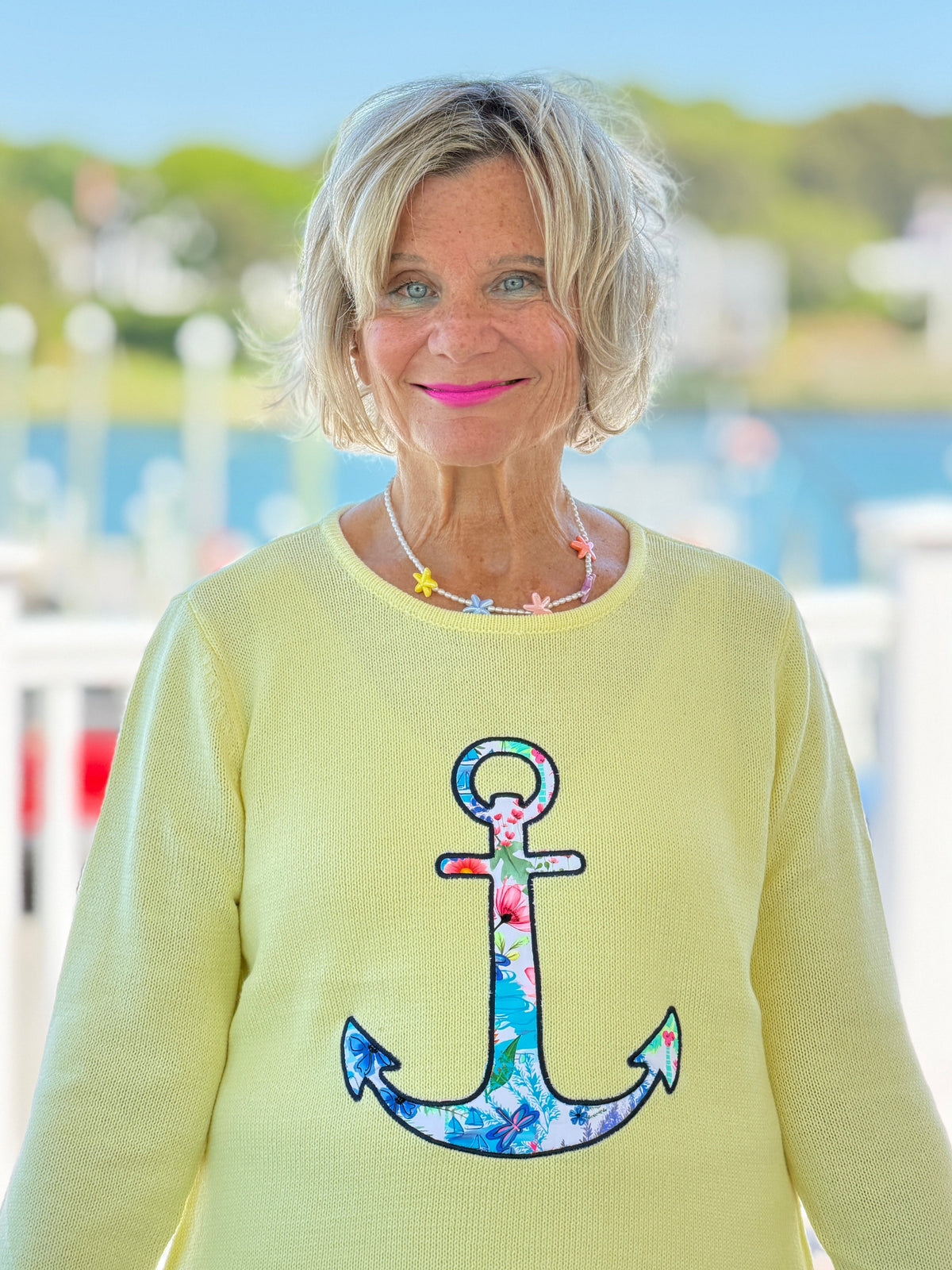 BEACH CLUB YELLOW CAPE COD ANCH0OR SWEATER