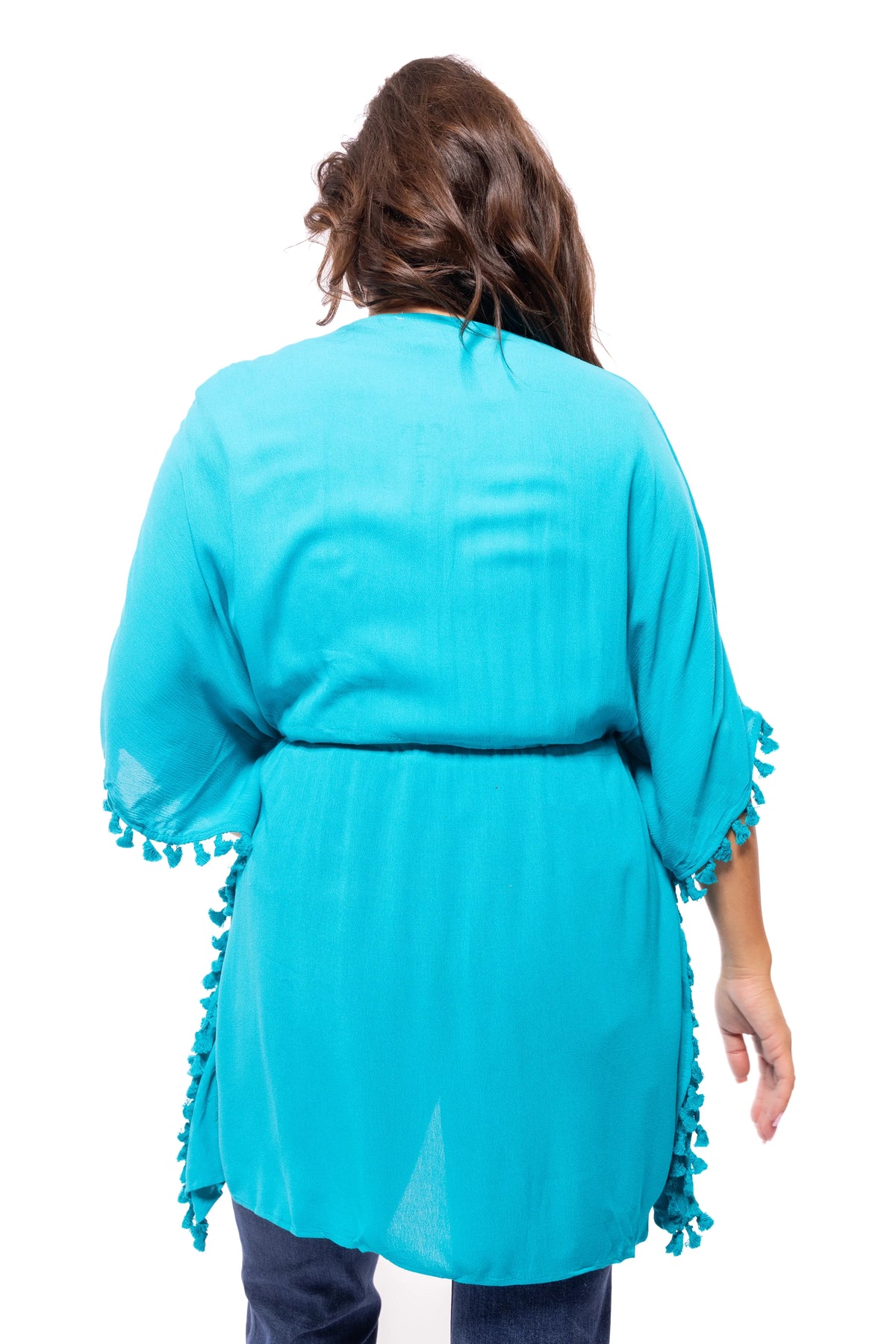 Tasseled Up Women's Everyday Waist Tie Kimono