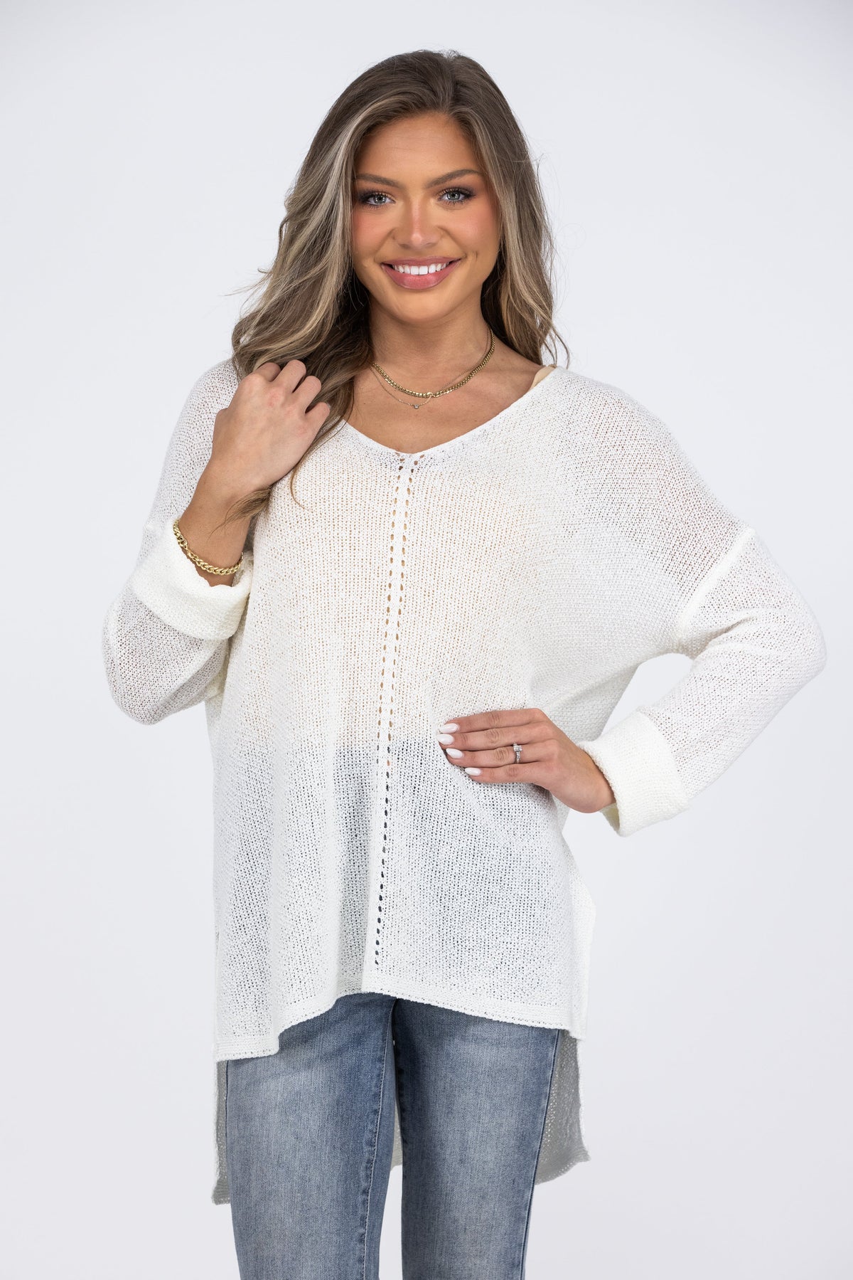 Beautiful View Women's Open Knit Long Sleeve Top