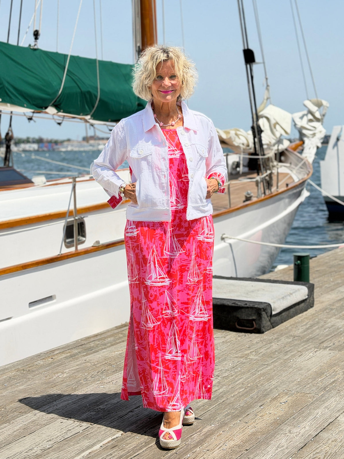 HARBOR LIGHTS RED  LINEN JACKET