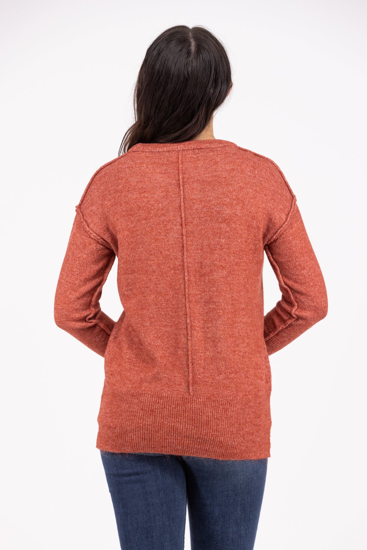 Marshmallows By The Fire Women's Round Neckline Hi-Lo Sweater