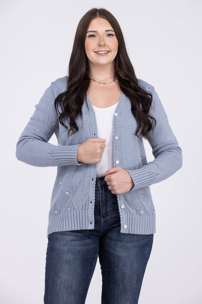 Sweet Affairs Women's Floral Embroidered Cardigan