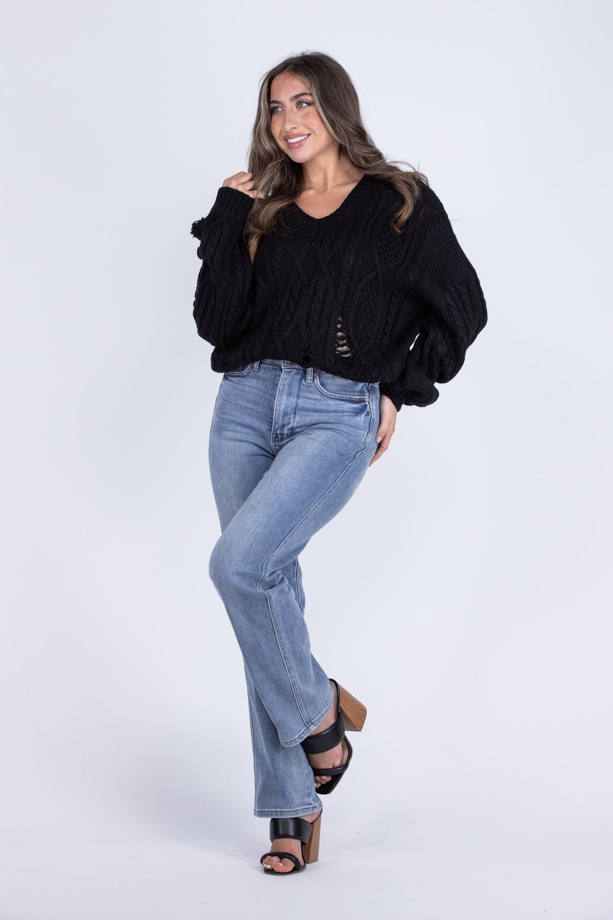 Ripping Through Time Women's Layering Open Knit Sweater