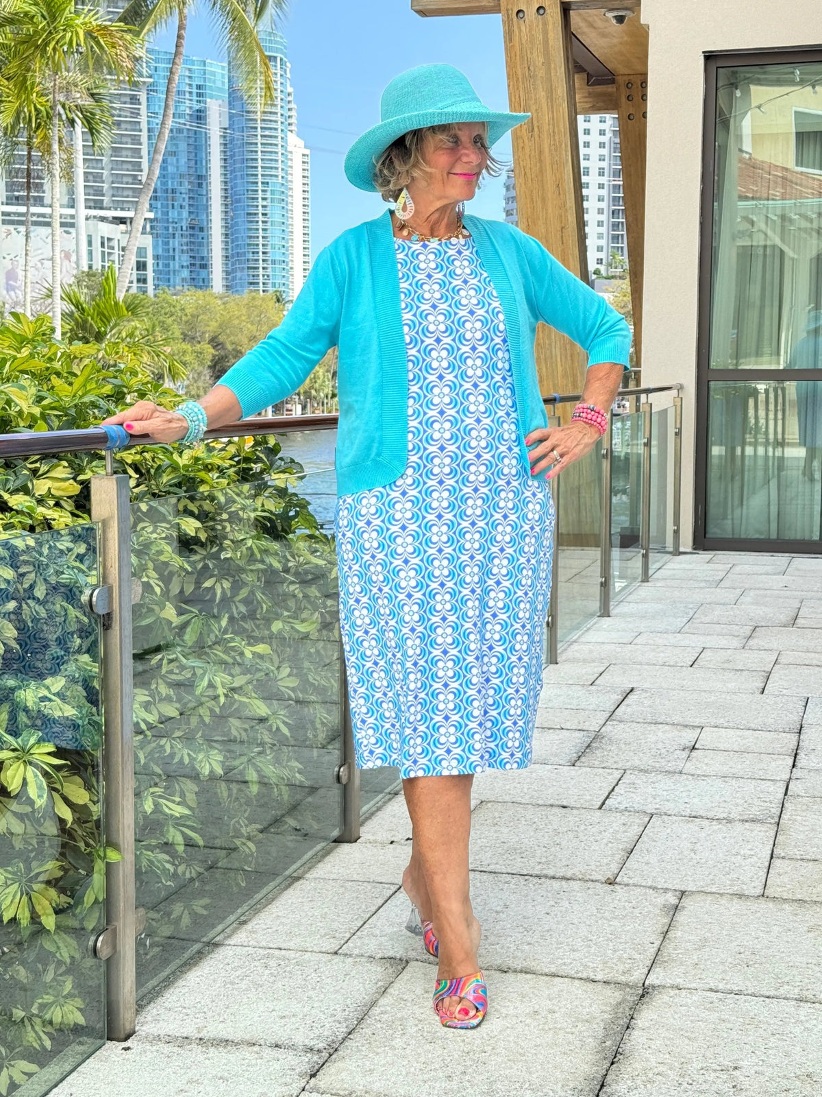LULU B COASTAL BLOOM MIDI SHIFT MAXI DRESS