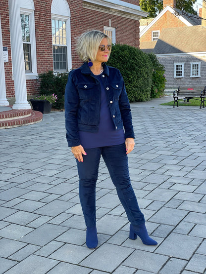 LULU-B NAVY VELOUR PANTS