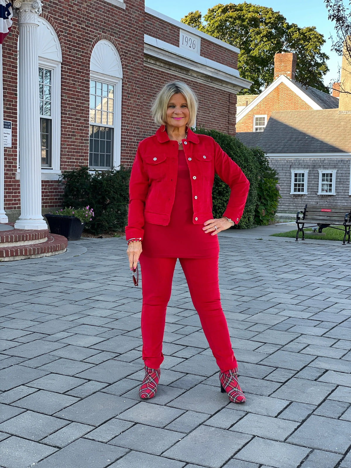 HOLIDAY RED VELOUR JACKET