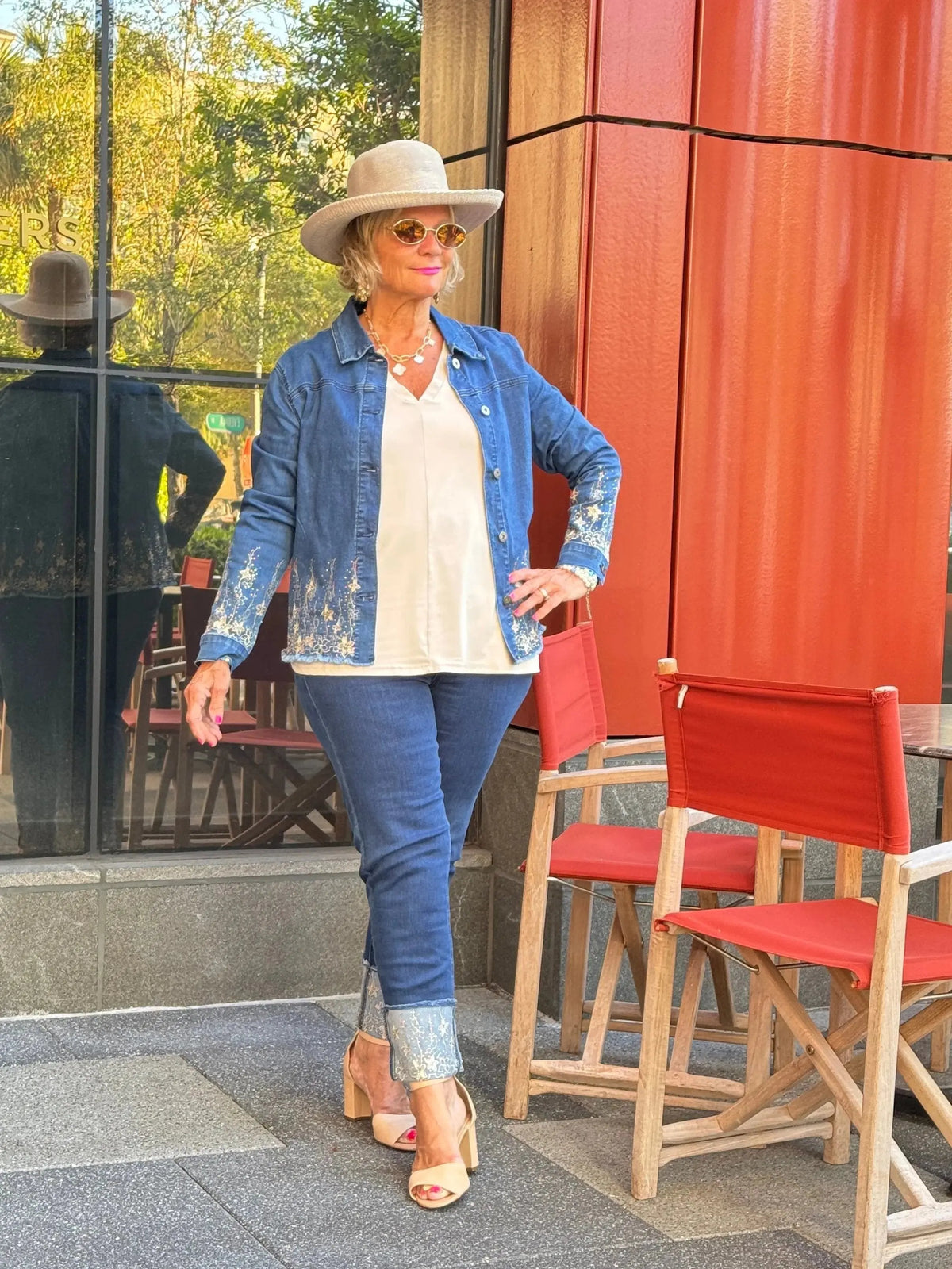 DENIM LACE FLOWER JACKET