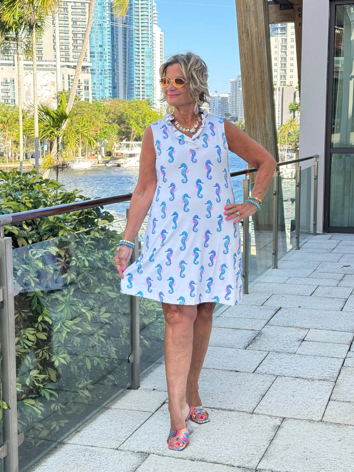 LULU B SHORELINE CHARM RUFFLE DRESS