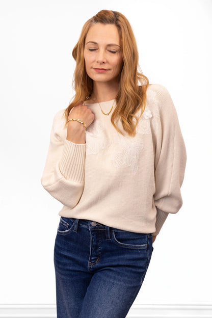 ALB Custom Women's Floral Stitch Dolman Sweater