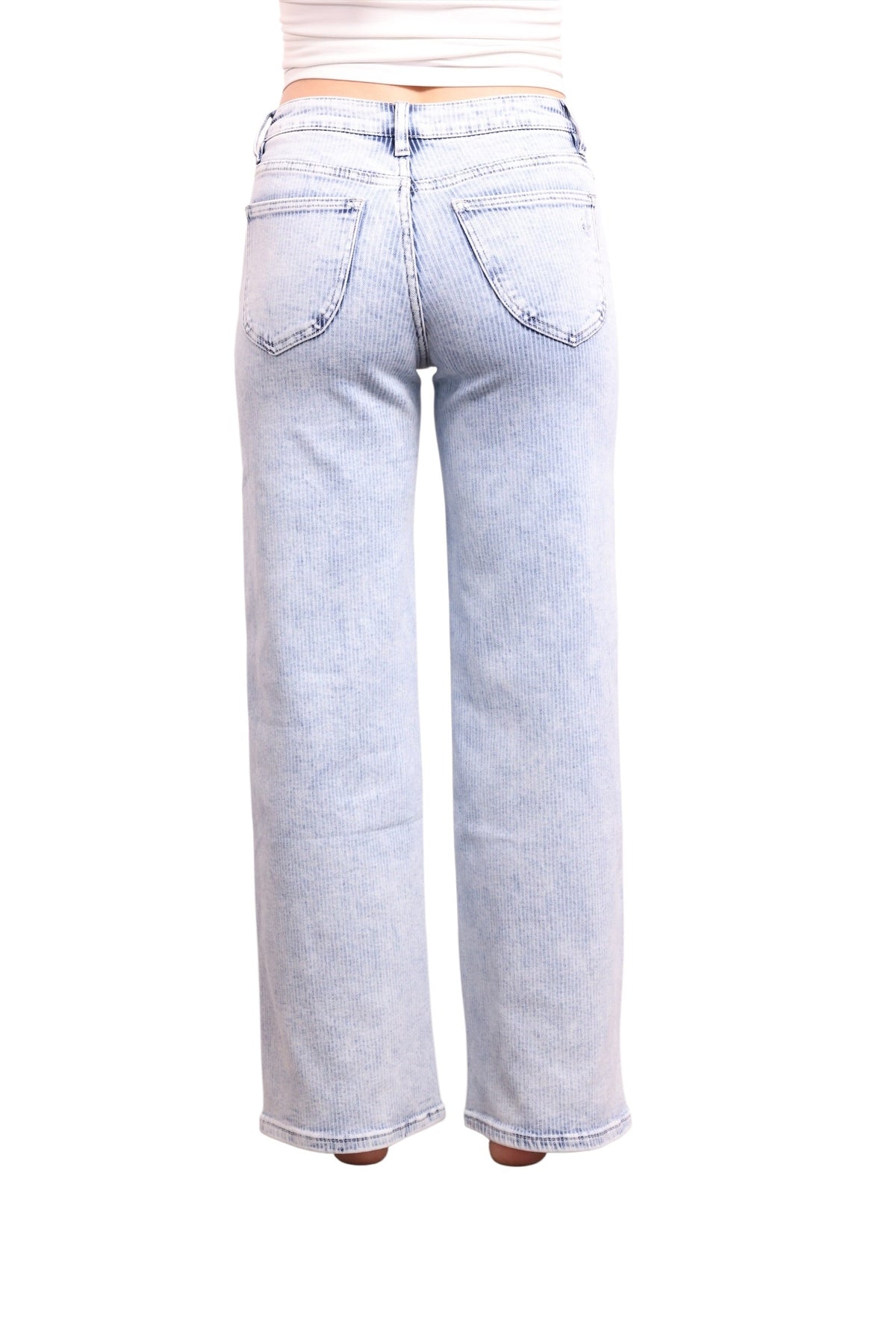The Bristol Mid-Rise Tummy Control Wide Leg Striped Jeans