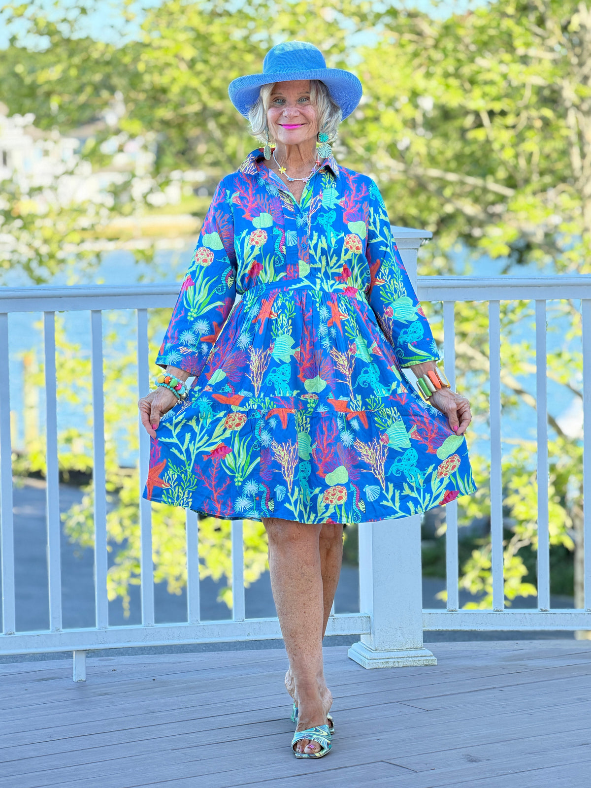 CORAL GARDEN COLLAR DRESS